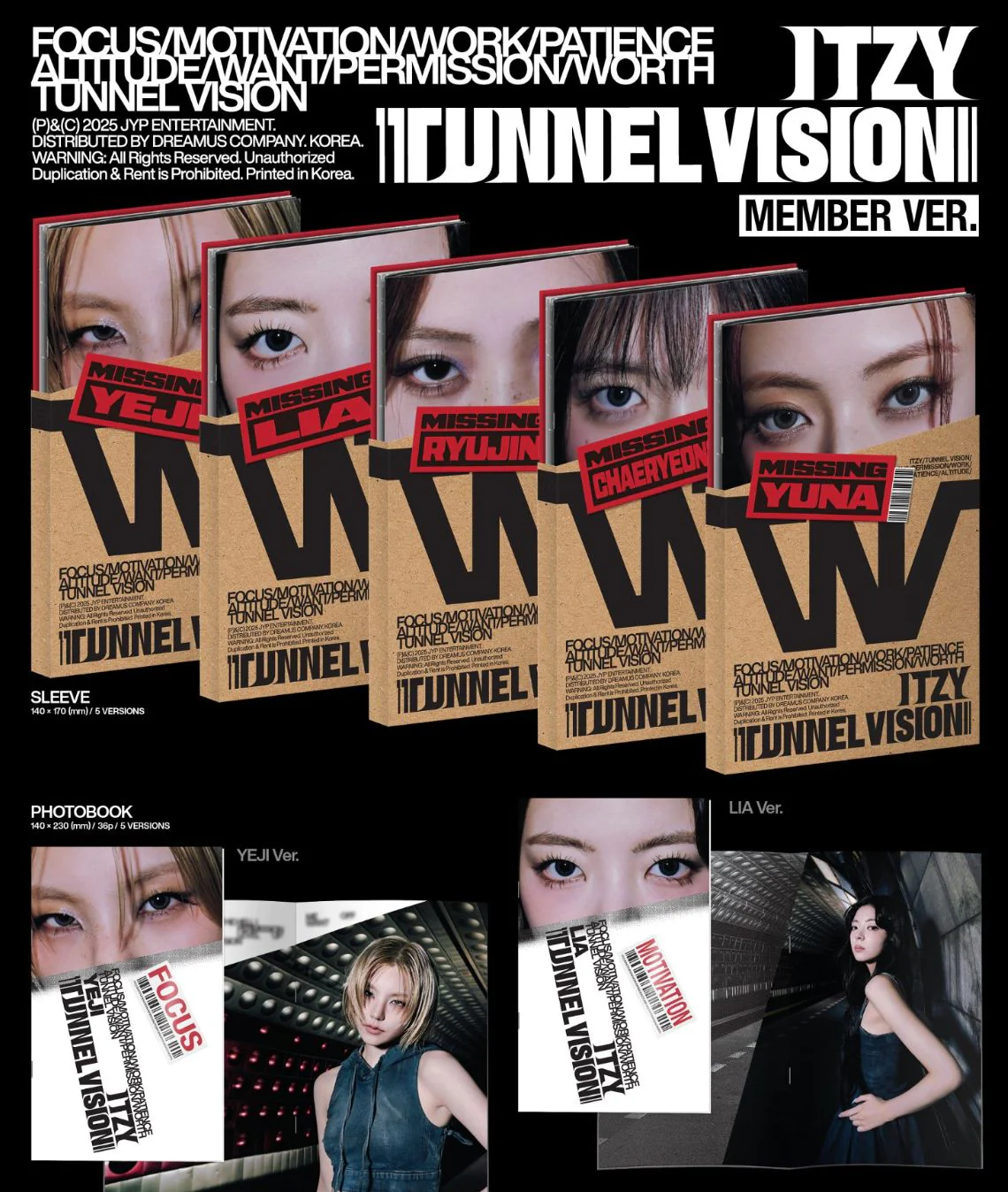 ITZY - TUNNEL VISION (MEMBER VER.) + FANS SHOP Photocard - Image 3
