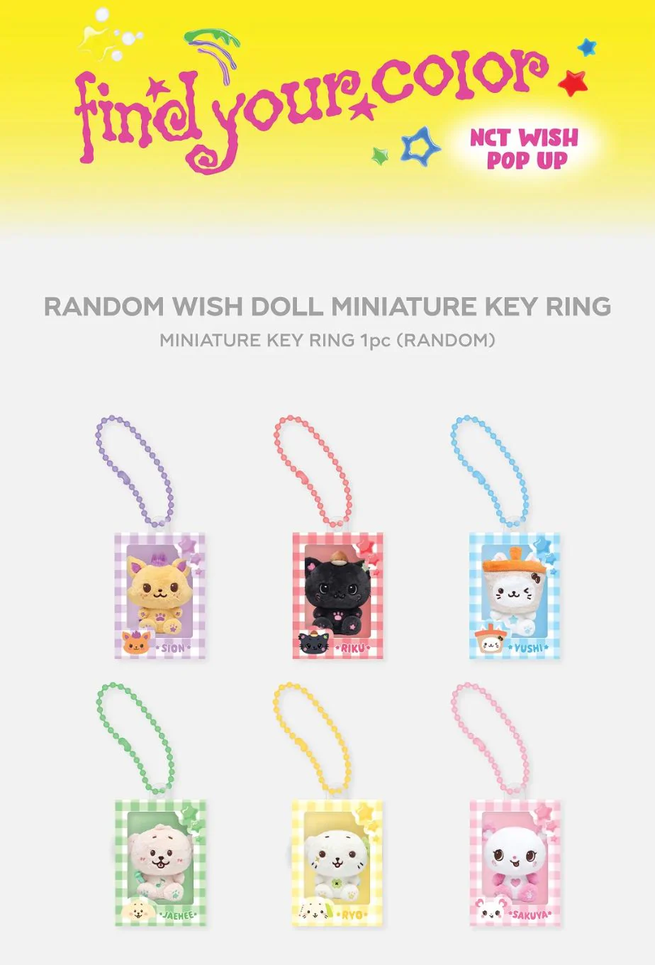 NCT WISH - RANDOM WISH DOLL MINIATURE KEY RING (FIND YOUR COLOR POP UP MD) - Image 2