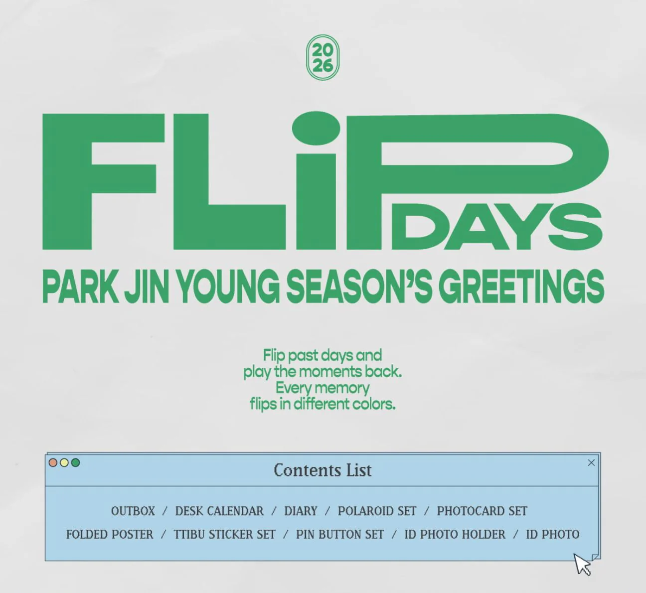 PARK JIN YOUNG (GOT7) - 2026 SEASON'S GREETINGS (FLIP DAYS) + Extra Photocard - Image 3