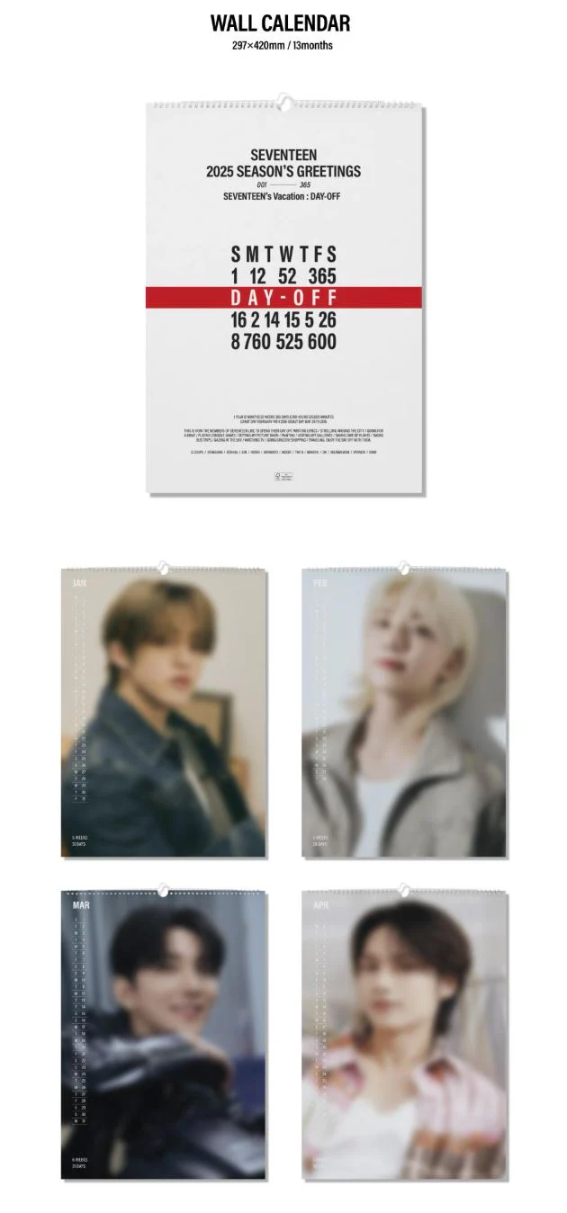 SEVENTEEN - 2025 WALL CALENDAR (SEVENTEEN'S VACATION : DAY-OFF) - Image 3